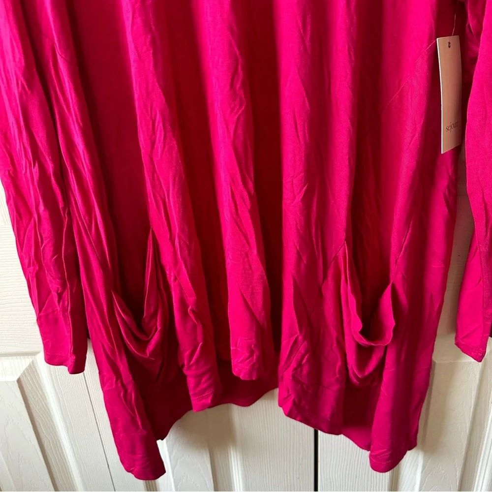 Sejour Long Sleeve Tunic Top with Pockets Vibrant Pink Womens Size 1X - Picture 2 of 9